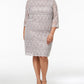 Jessica Howard Women's Plus Size Sequined Lace Shift Dress Dark Beige Size 20