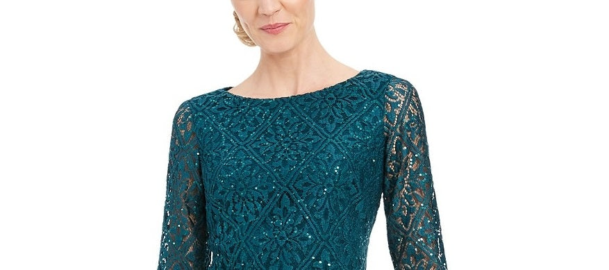 Jessica Howard Women's Sequined Lace Shift Dress Hun Size 16