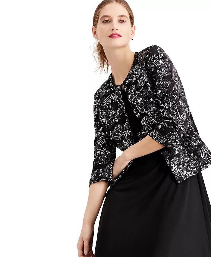Jessica Howard Women's Glitter Dress & Jacket Silver Size 8