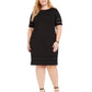Jessica Howard Women's Plus Size Illusion-Trim Ribbed Dress Black Size 22