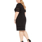Jessica Howard Women's Plus Size Illusion-Trim Ribbed Dress Black Size 22