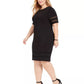 Jessica Howard Women's Plus Size Illusion-Trim Ribbed Dress Black Size 22