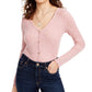 Crave Fame Juniors' Cozy Rib-Knit Top Pink Size Small