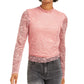 Crave Fame Juniors' Lace Mock-Neck Top Med Pink Size Small