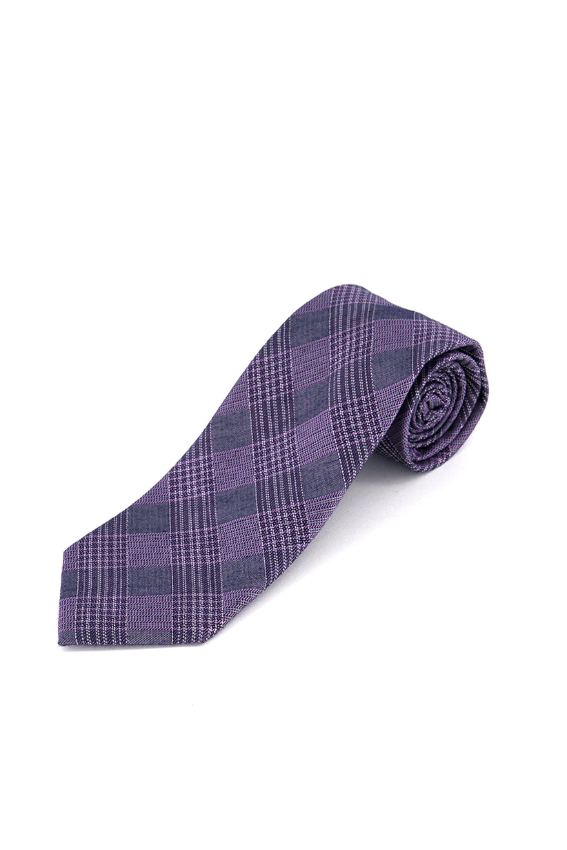 Calvin Klein Men's Graphite Classic Plaid Tie Purple Size Regular