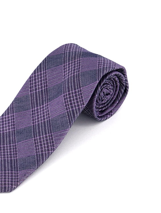 Calvin Klein Men's Graphite Classic Plaid Tie Purple Size Regular