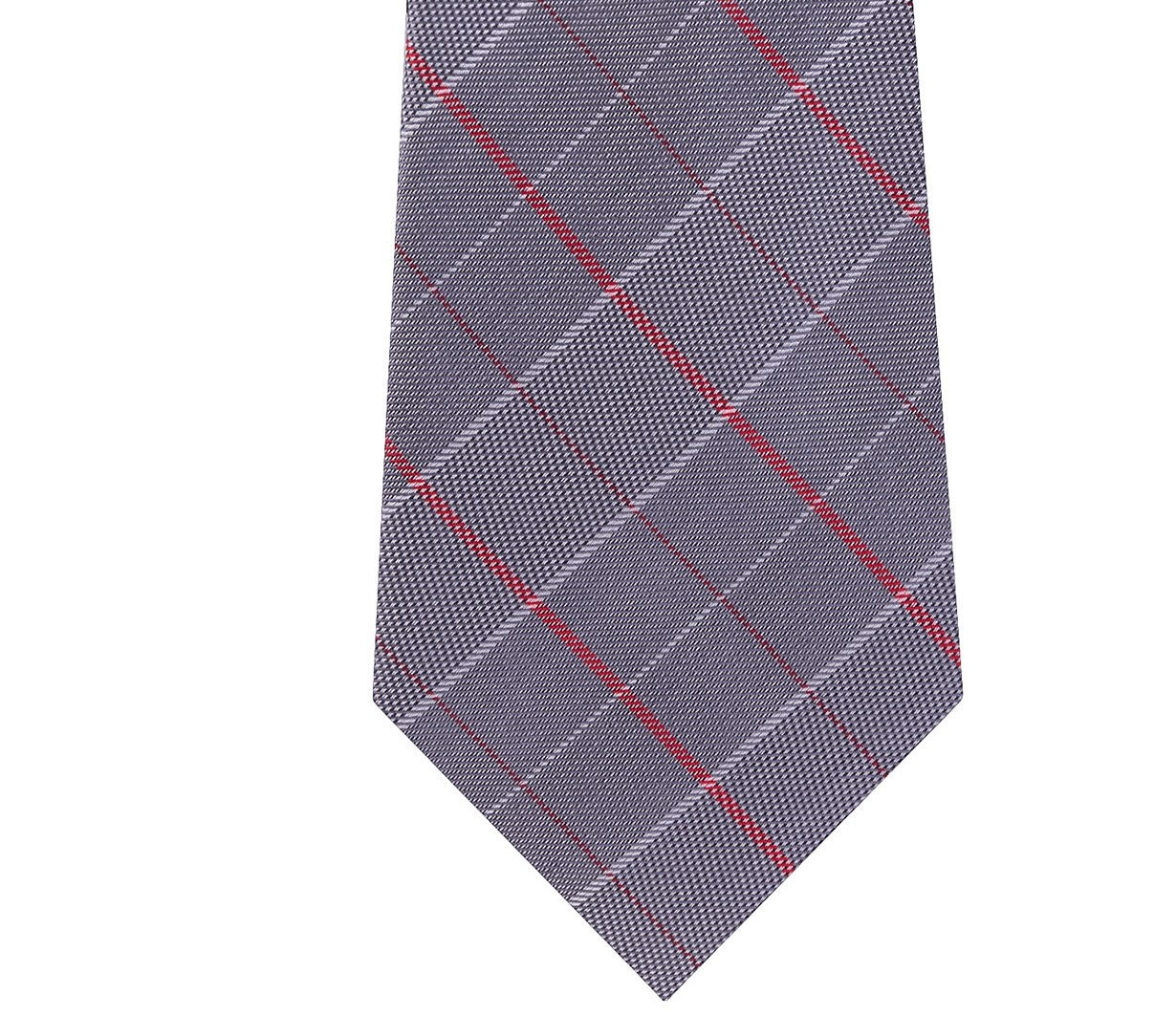 Calvin Klein Men's Holly Slim Check Silk Tie Gray Size Regular