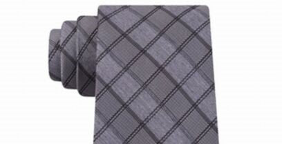 Calvin Klein Men's Jewel Graphic Check Slim Tie Gray Size Regular