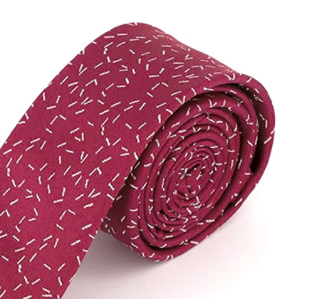 Calvin Klein Men's Skinny Scattered Dashes Tie Red One Size