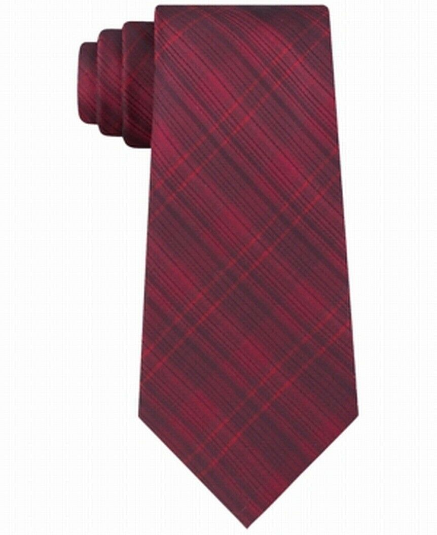 Kenneth Cole Reaction Men's Slim Tonal Iridescent Check Tie Red One Size