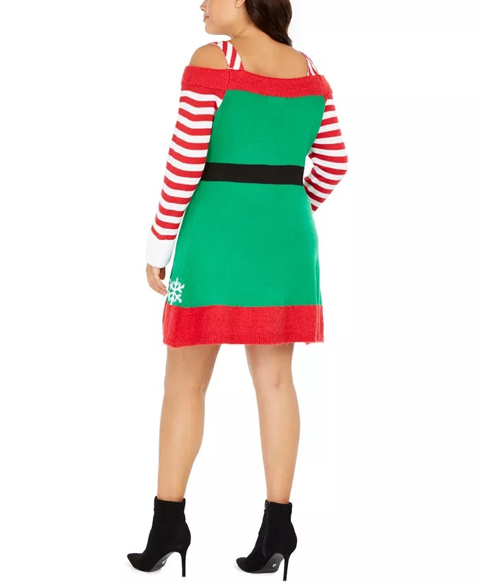 Derek Heart women's Trendy Plus Size Cold-Shoulder Elf Dress Green Size XX-Large