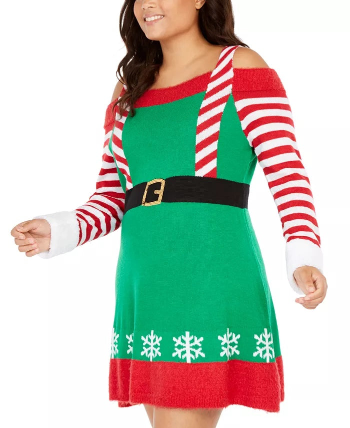 Derek Heart women's Trendy Plus Size Cold-Shoulder Elf Dress Green Size XX-Large