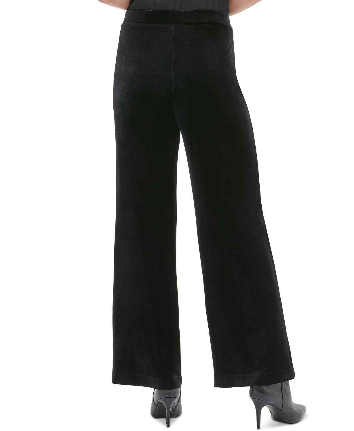 Calvin Klein Women's Velvet Wide Leg Pull On Pants Black Size Medium