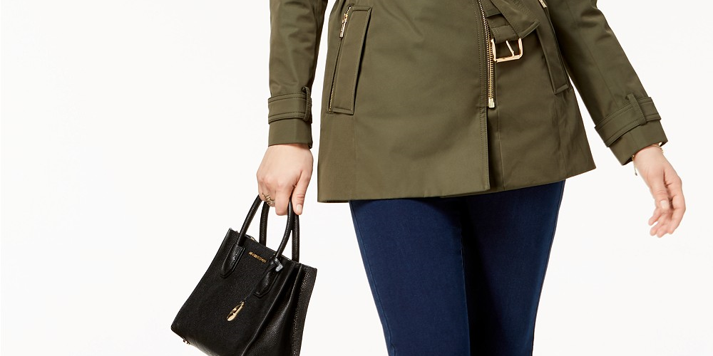 Michael Kors Women's Zip Front Trench Jacket Green Size Small