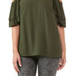 Michael Kors Womens Green Short Sleeve Jewel Neck Top Green Size Medium