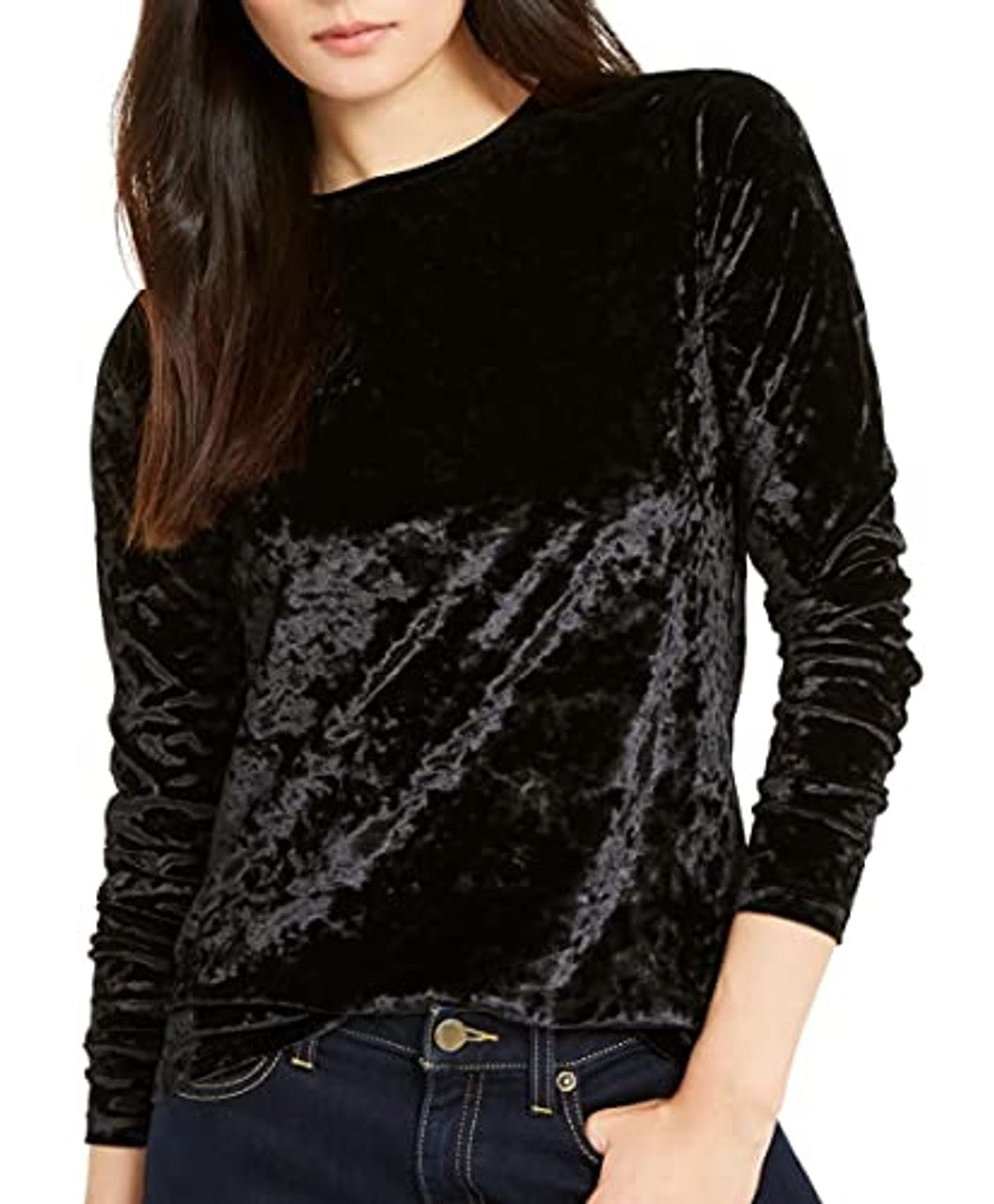 Michael Kors Women's Panne Velvet Top Black Size Small