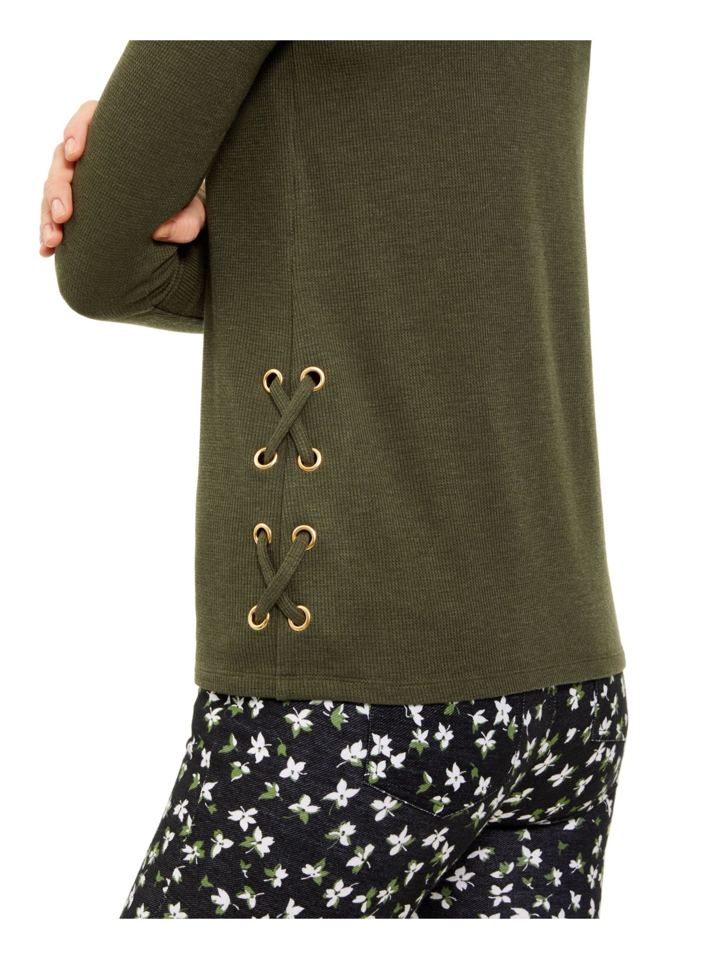 Michael Kors Women's Waffle Knit Top Green Size Medium