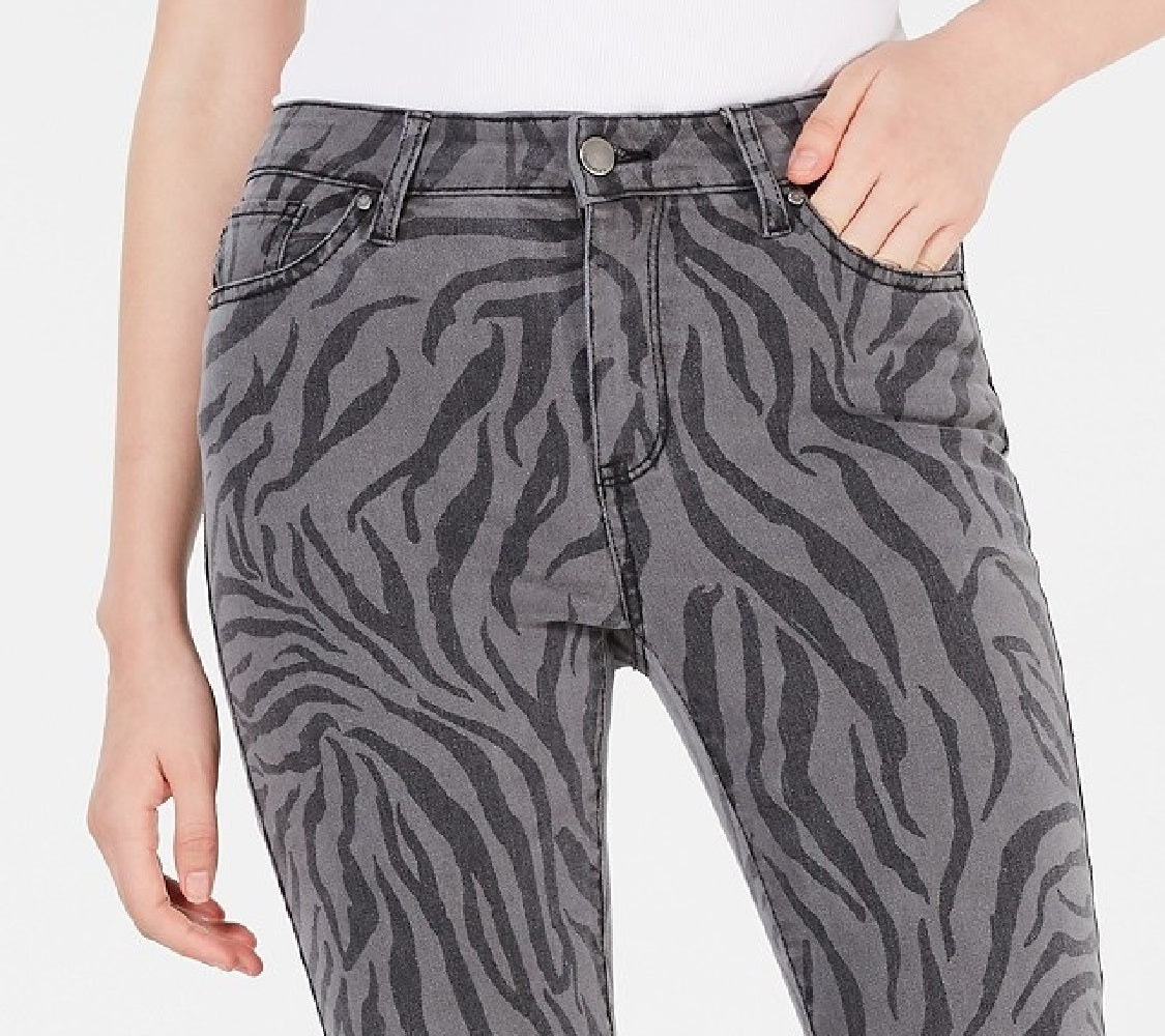 Tinseltown Juniors' Zebra-Print Skinny Jeans Gray Size 11