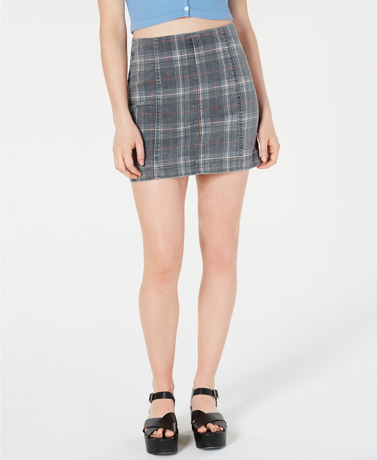 Tinseltown Juniors' Printed-Denim Mini Skirt Black Size 3