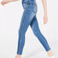 Tinseltown Juniors' Animal-Print Side-Stripe Skinny Jeans Blue Size 1