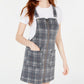 Tinseltown Juniors' Plaid Skirtall Gray Size Extra Large