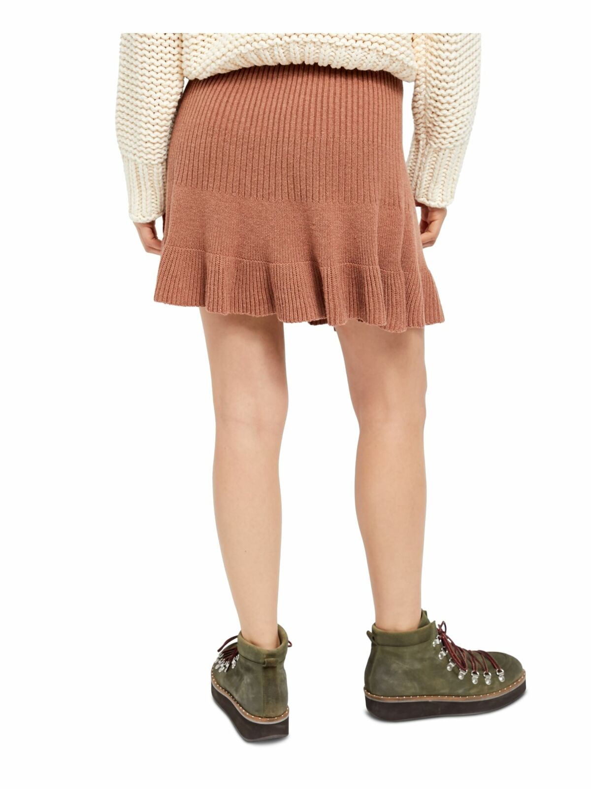 Free People Juniors' Solid Gold Ribbed Skirt Brown Size  Extra Small