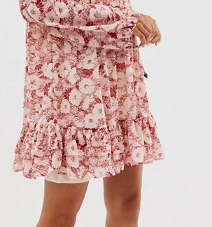 Free People Women's These Dreams Long Sleeve Mini Dress Red Size Medium