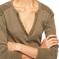 Free People Women's Military Mix Henley  Green Size Extra Small