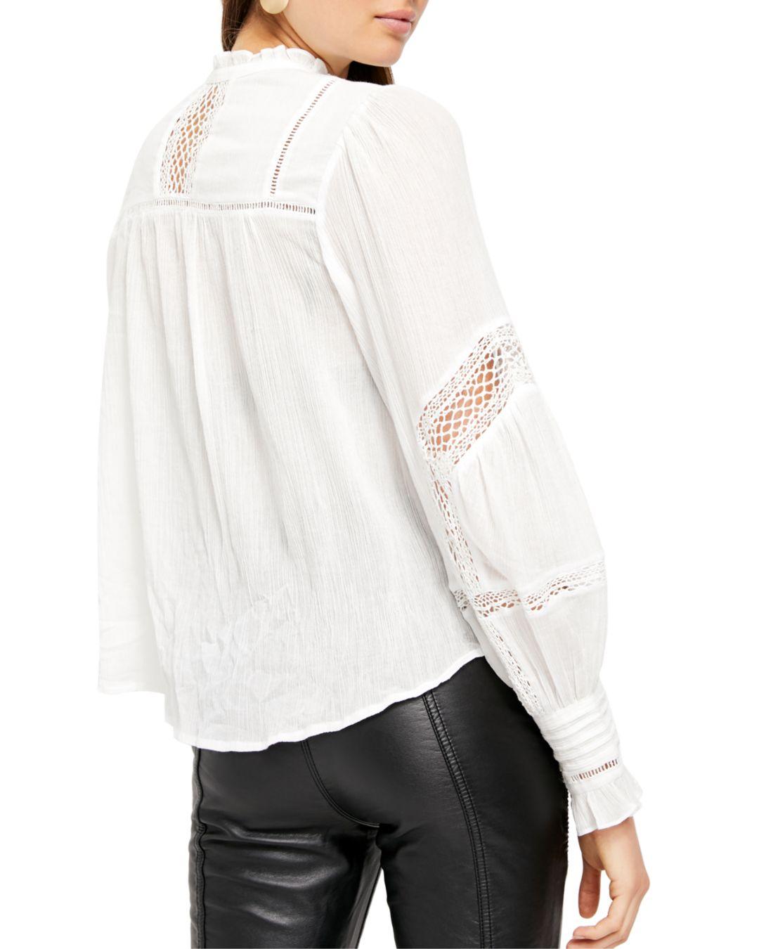 Free People Women's Emma Balloon-Sleeve Blouse Natural Size Large