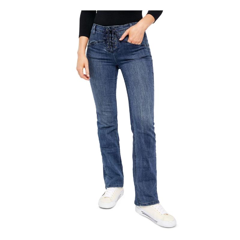 Free People Women's Eva Lace-Up Bootcut Jeans Blue Size 26