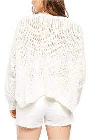 Free People Women's Sunday Shore Cotton Blend Sweater White Size Extra Small