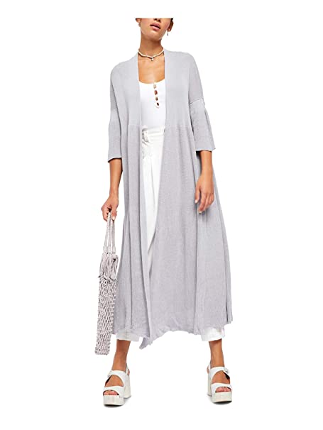 Free People Women's Making Waves Cardigan Light Grey Gray Size Medium
