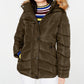 Madden Girl Juniors' Hooded Faux-Faux-Trim Puffer Coat Olive Size Medium