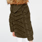 Madden Girl Juniors' Hooded Faux-Faux-Trim Puffer Coat Olive Size Medium