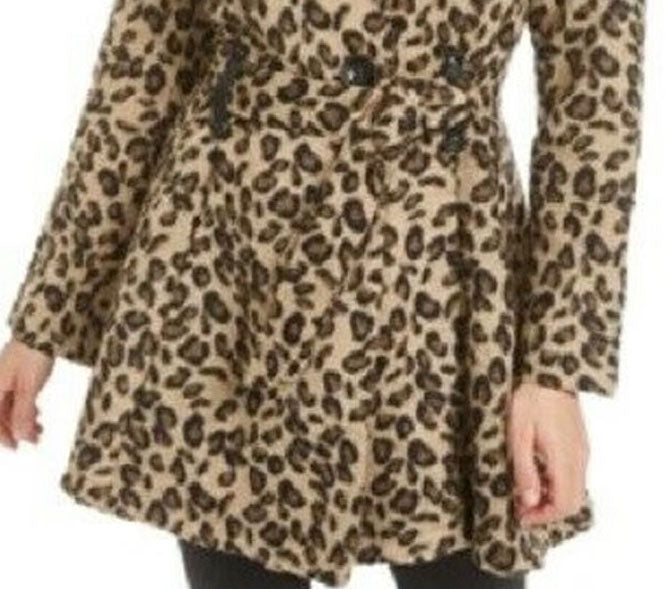Madden Girl Juniors' Drama Skirted Coat Brown Size Extra Large