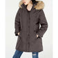 Madden Girl Junior's Faux-Fur-Trim Hooded Puffer Coat Olive Size Medium