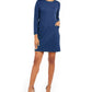 NY  Collection Women's Petite Patch-Pocket Shift Dress Blue Size Large