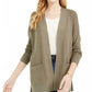 Pink Rose Women's Juniors' Open Cardigan Sweater Green Size Small