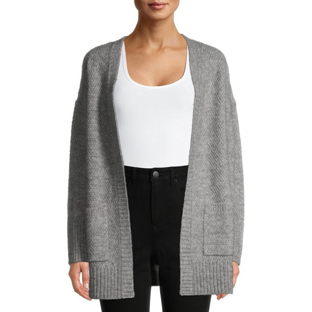 Pink Rose Women's Juniors' Open Cardigan Sweater Gray Size Small