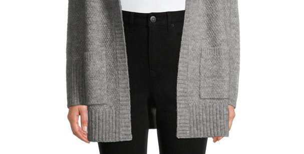 Pink Rose Women's Juniors' Open Cardigan Sweater Gray Size Small