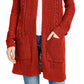 Pink Rose Juniors' Eyelet Long Cardigan Red Size Extra Large