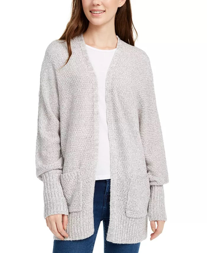 Pink Rose Junior's Open Front Cardigan Grey - Size Small