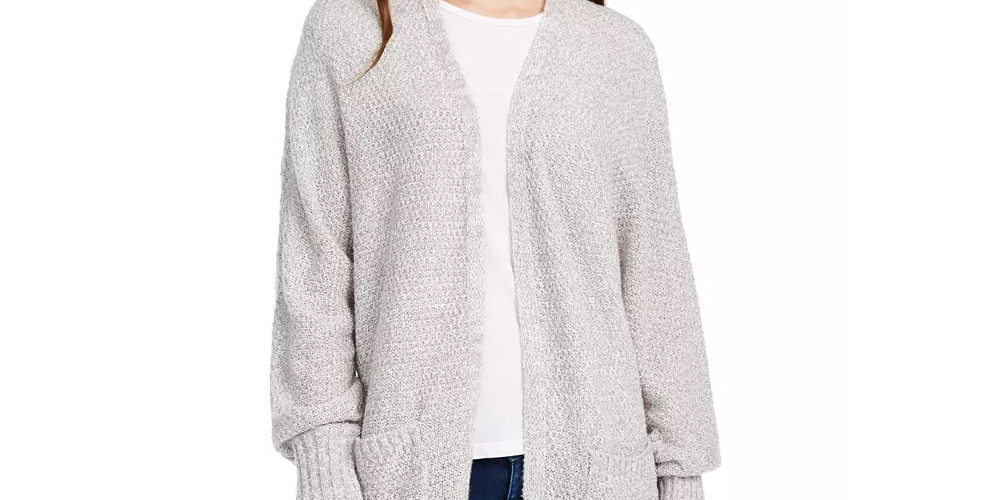 Pink Rose Junior's Open Front Cardigan Grey - Size Small