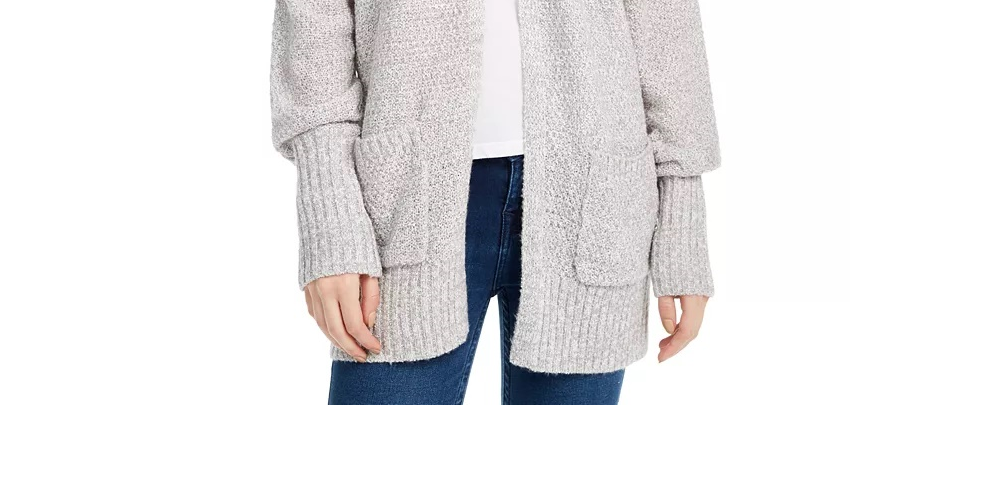 Pink Rose Junior's Open Front Cardigan Grey - Size Small