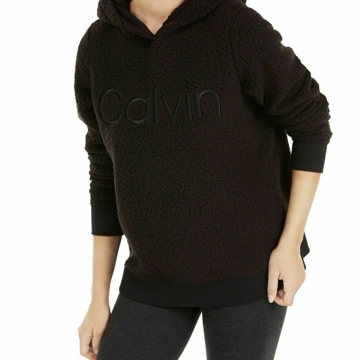 Calvin Klein Women's Performance Logo Fleece Hoodie Black Size Large