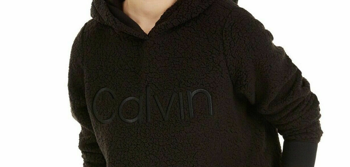 Calvin Klein Women's Performance Logo Fleece Hoodie Black Size Large
