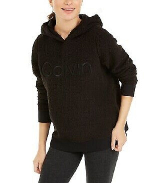 Calvin Klein Women's Performance Logo Fleece Hoodie Black Size X-Large