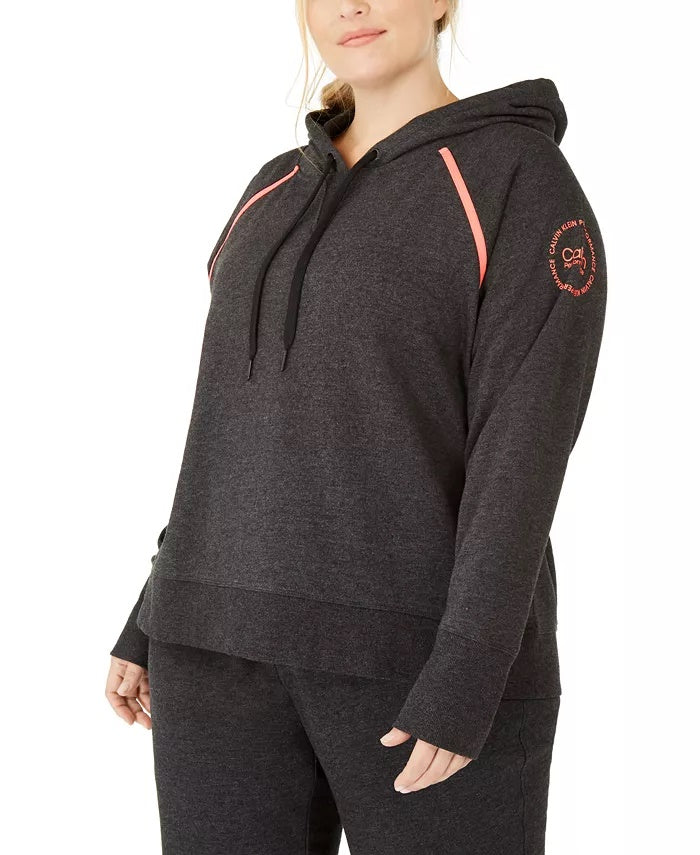 Calvin Klein Women's Performance Plus Size Raglan-Sleeve Hoodie Black Size 3X