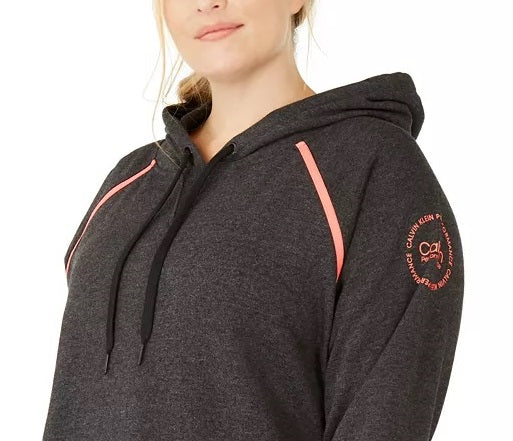 Calvin Klein Women's Performance Plus Size Raglan-Sleeve Hoodie Black Size 3X