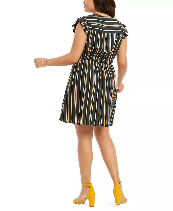 Monteau Women's Plus Size Ruffle-Sleeve Fit & Flare Dress Green Size 2 Extra Large
